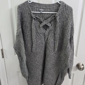 Aerie Charcoal V-Neck Sweater